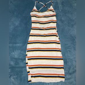 Stripped cross crossed back summer dress